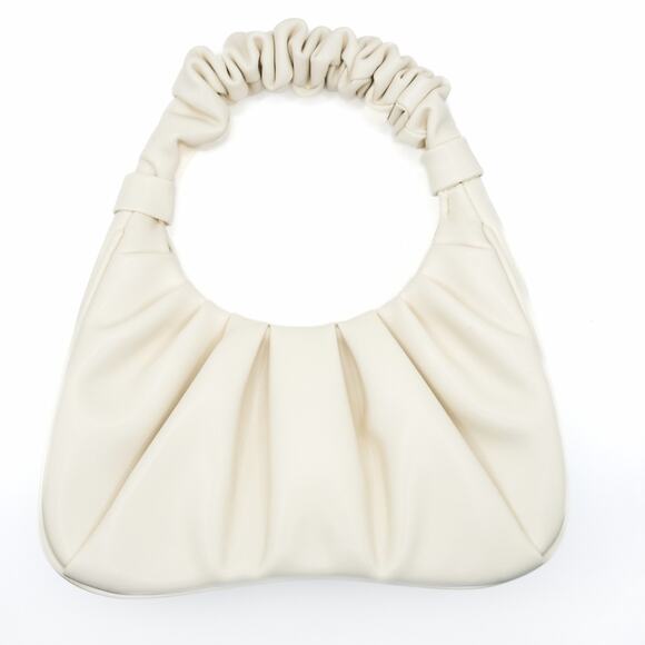 JW Pei Women’s Bag Clean Girl Luxe Gabbi Cream Mini Ruched Faux Leather Small - Picture 2 of 6
